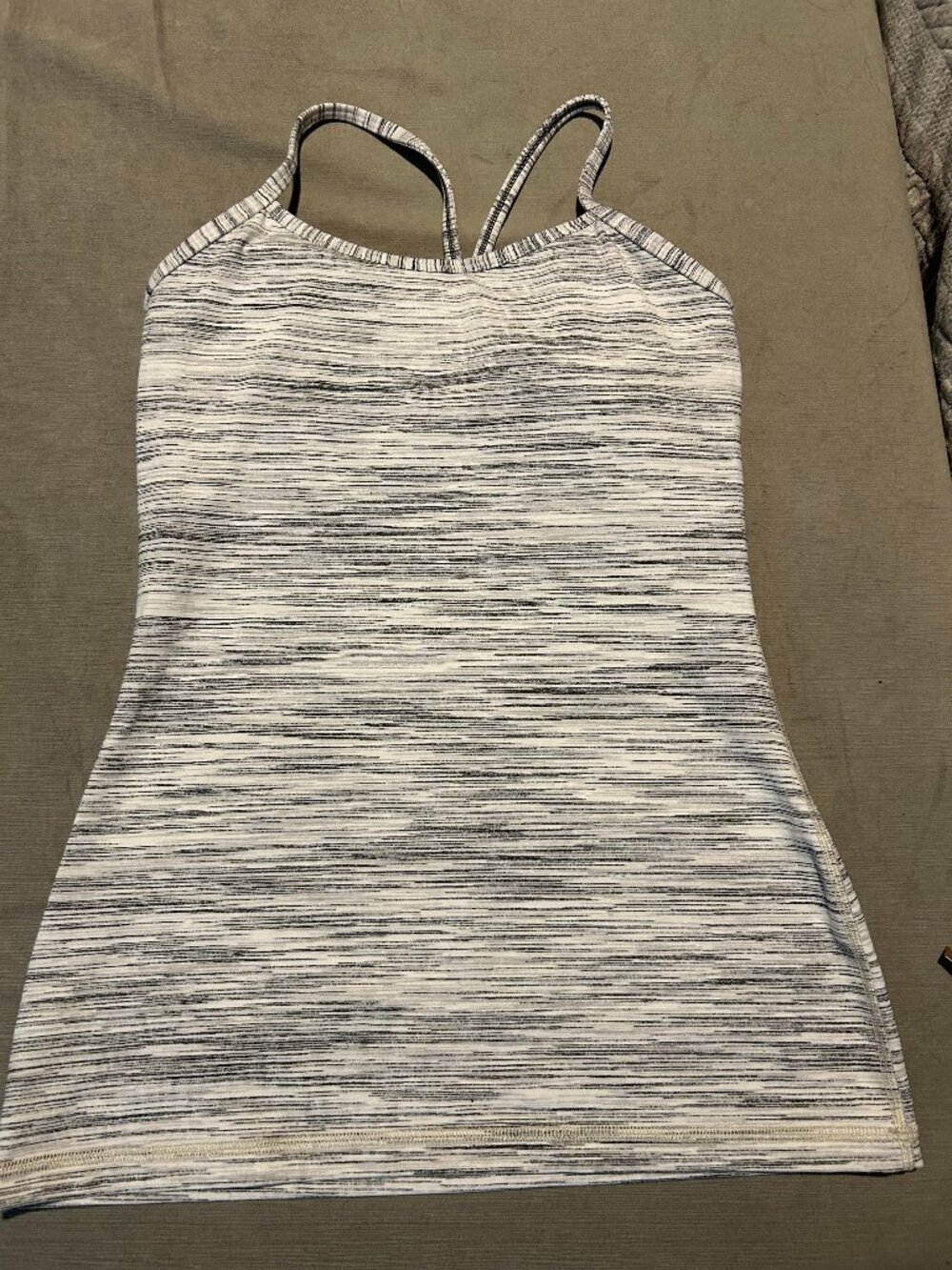 LULULEMON Power Y Tank Top *Luon Wee Are From Space Black White Size 4